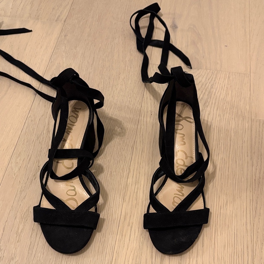 Black Strappy Block Heels